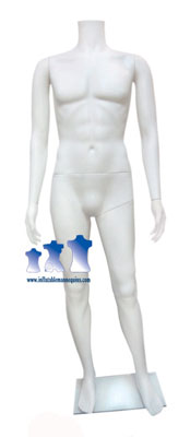 Male Mannequin, White Plastic w/Base