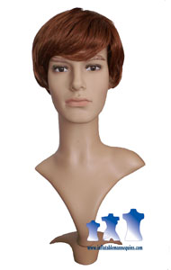 Male Head Display, Hard Plastic with Wig