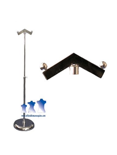 MS14S - Short Chrome Adjustable Double Hook Stand w/ ball hooks